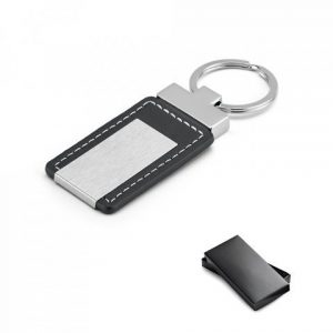 Chaveiro metal e couro sintético