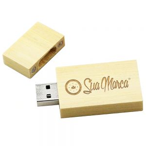 Pen drive madeira quadrado