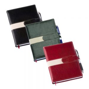 Agenda diária com suporte para caneta