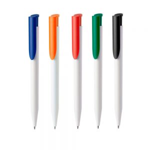 Caneta Plástica Clip Colorido