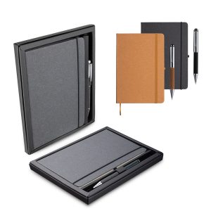 Kit Escritório A5 em Couro e Caneta Metálica
