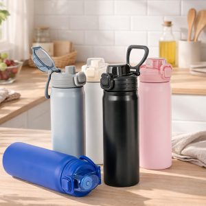 Garrafa térmica inox com canudo